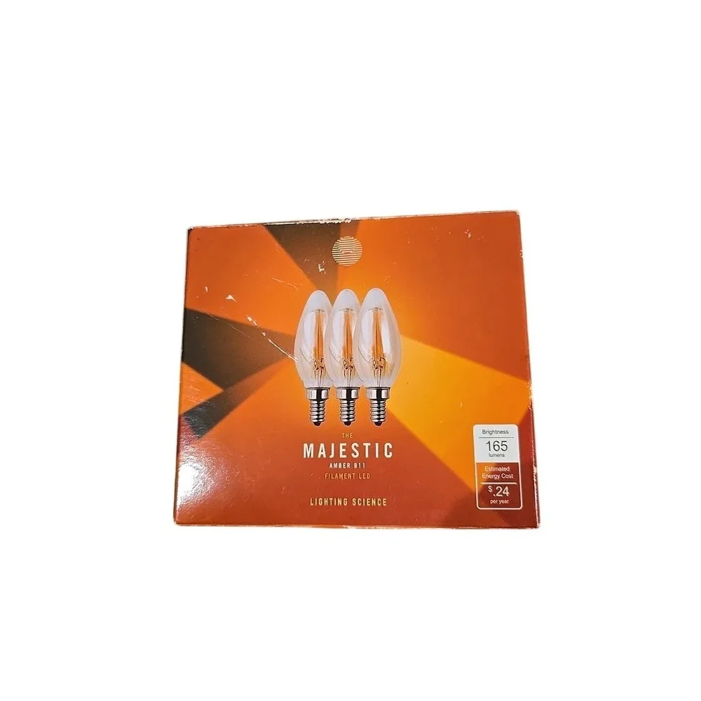 Lighting Science brand The Majestic Amber B11 Filament LED Pack of 3
